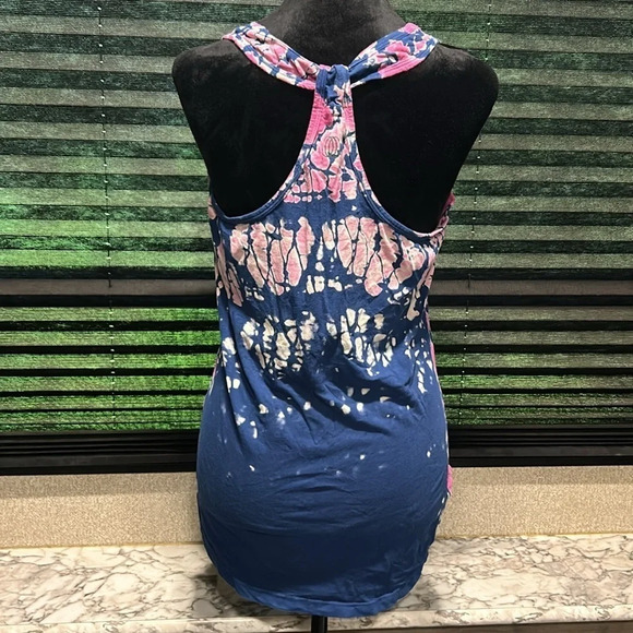 Balance Collection Women’s Tie Dye Racerback Blue & Pink Tank Top Size Medium - Picture 3 of 8
